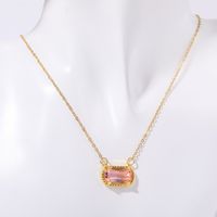 Cobre Chapado En Oro Retro Oval Embutido Turquesa Diamantes De Imitación Collar sku image 3