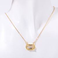 Cobre Chapado En Oro Retro Oval Embutido Turquesa Diamantes De Imitación Collar sku image 4