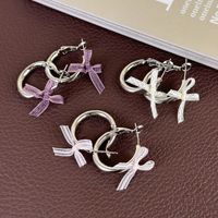 1 Pair Japanese Style Sweet Artistic Bow Knot Copper White Gold Plated Earrings main image 7