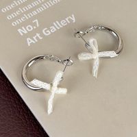 1 Pair Japanese Style Sweet Artistic Bow Knot Copper White Gold Plated Earrings main image 8