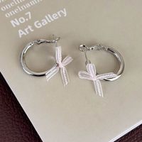 1 Pair Japanese Style Sweet Artistic Bow Knot Copper White Gold Plated Earrings main image 4