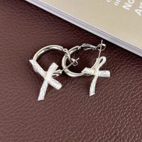 1 Pair Japanese Style Sweet Artistic Bow Knot Copper White Gold Plated Earrings main image 9