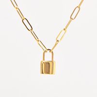 Titanium Steel 18K Gold Plated Simple Style Lock Pendant Necklace main image 3
