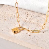 Titanium Steel 18K Gold Plated Simple Style Lock Pendant Necklace main image 6