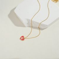 Copper 14K Gold Plated Vintage Style Simple Style Commute Constellation Heart Shape Enamel Pendant Necklace main image 4
