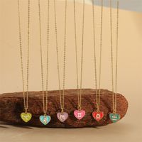 Copper 14K Gold Plated Vintage Style Simple Style Commute Constellation Heart Shape Enamel Pendant Necklace main image 1