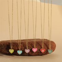 Copper 14K Gold Plated Vintage Style Simple Style Commute Constellation Heart Shape Enamel Pendant Necklace main image 8