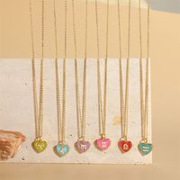 Copper 14K Gold Plated Vintage Style Simple Style Commute Constellation Heart Shape Enamel Pendant Necklace main image 7