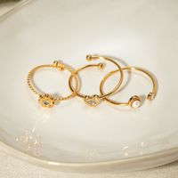304 Stainless Steel 18K Gold Plated Simple Style Classic Style Plating Inlay Flower Zircon Rings main image 2