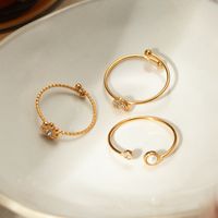 304 Stainless Steel 18K Gold Plated Simple Style Classic Style Plating Inlay Flower Zircon Rings main image 4