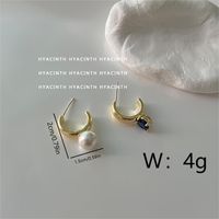 1 Pair IG Style Y2K Sweet Round Asymmetrical Inlay Copper Pearl Zircon 18K Gold Plated Drop Earrings sku image 1