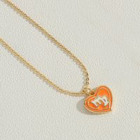 Copper 14K Gold Plated Vintage Style Simple Style Commute Constellation Heart Shape Enamel Pendant Necklace sku image 2