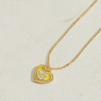 Copper 14K Gold Plated Vintage Style Simple Style Commute Constellation Heart Shape Enamel Pendant Necklace sku image 4