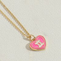 Copper 14K Gold Plated Vintage Style Simple Style Commute Constellation Heart Shape Enamel Pendant Necklace sku image 9