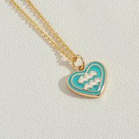 Copper 14K Gold Plated Vintage Style Simple Style Commute Constellation Heart Shape Enamel Pendant Necklace sku image 10
