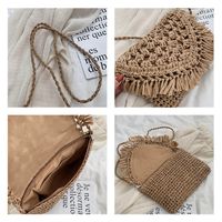 Women's Small Straw Solid Color Beach Weave Zipper Straw Bag main image 5