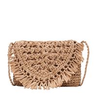 Women's Small Straw Solid Color Beach Weave Zipper Straw Bag main image 2
