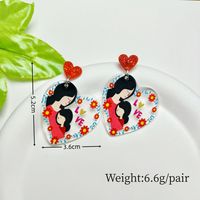 Lady Simple Style Heart Shape Arylic Printing Mother'S Day Women's Ear Hook 1 Pair main image 2