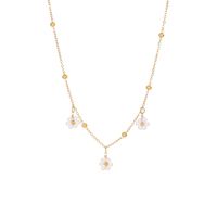 Rostfreier Stahl Vergoldet Hawaiisch Ferien Pastoral Blume Perlen Perle Halskette Mit Anhänger sku image 1