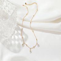 Rostfreier Stahl Vergoldet Hawaiisch Ferien Pastoral Blume Perlen Perle Halskette Mit Anhänger main image 1