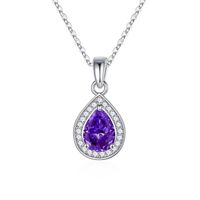 Sterling Silver Elegant Simple Style Water Droplets Plating Zircon Pendant Necklace sku image 2