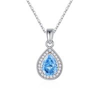Sterling Silver Elegant Simple Style Water Droplets Plating Zircon Pendant Necklace sku image 3