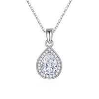 Sterling Silver Elegant Simple Style Water Droplets Plating Zircon Pendant Necklace sku image 4