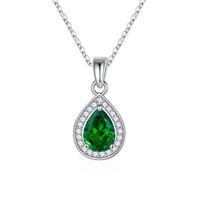 Sterling Silver Elegant Simple Style Water Droplets Plating Zircon Pendant Necklace sku image 5