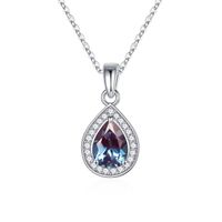Sterling Silver Elegant Simple Style Water Droplets Plating Zircon Pendant Necklace sku image 6
