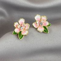 1 Pair Elegant Sweet Artistic Flower Enamel Inlay Alloy Rhinestones Ear Studs main image 1