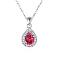 Sterling Silver Elegant Simple Style Water Droplets Plating Zircon Pendant Necklace sku image 7