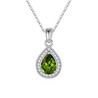 Sterling Silver Elegant Simple Style Water Droplets Plating Zircon Pendant Necklace sku image 8