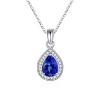 Sterling Silver Elegant Simple Style Water Droplets Plating Zircon Pendant Necklace sku image 9
