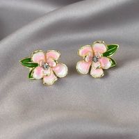 1 Pair Elegant Sweet Artistic Flower Enamel Inlay Alloy Rhinestones Ear Studs main image 8