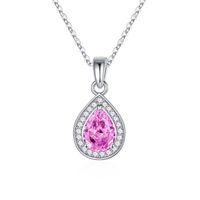 Sterling Silver Elegant Simple Style Water Droplets Plating Zircon Pendant Necklace sku image 10