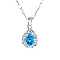 Sterling Silver Elegant Simple Style Water Droplets Plating Zircon Pendant Necklace sku image 11