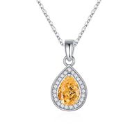 Sterling Silver Elegant Simple Style Water Droplets Plating Zircon Pendant Necklace sku image 12