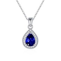 Sterling Silver Elegant Simple Style Water Droplets Plating Zircon Pendant Necklace sku image 13