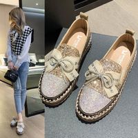 Women's Casual Solid Color Rhinestone Bowknot Round Toe Casual Shoes main image 4