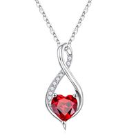 Sterling Silver Elegant Classic Style Heart Shape Plating Zircon Pendant Necklace main image 1