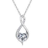 Sterling Silber Elegant Klassischer Stil Herzform Überzug Zirkon Halskette Mit Anhänger sku image 4