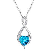 Sterling Silver Elegant Classic Style Heart Shape Plating Zircon Pendant Necklace sku image 10