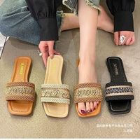 Women's Casual Stripe Square Toe Slides Slippers main image 3