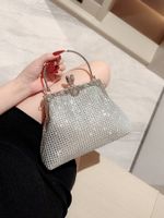 Silver Polyester Solid Color Rhinestone Square Evening Bags main image 3