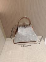 Silver Polyester Solid Color Rhinestone Square Evening Bags main image 2