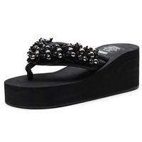Women's Casual Solid Color Pearls T-Strap Flip Flops main image 2