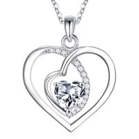 Sterling Silber Elegant Klassischer Stil Herzform Überzug Zirkon Halskette Mit Anhänger sku image 4