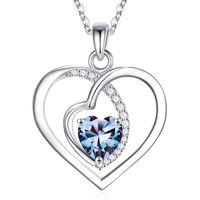 Sterling Silver Elegant Classic Style Heart Shape Plating Zircon Pendant Necklace sku image 6