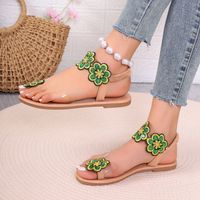 Women's Roman Style Floral Round Toe Thong Sandals main image 4