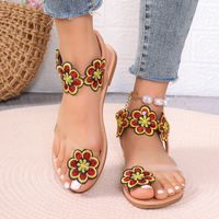 Women's Roman Style Floral Round Toe Thong Sandals main image 3